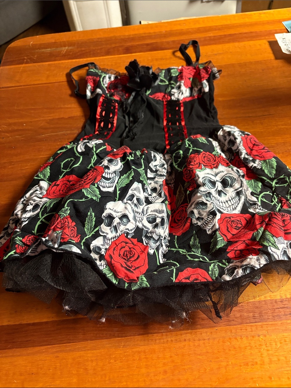 Black Red Skull & Rose Halloween Dress for Women